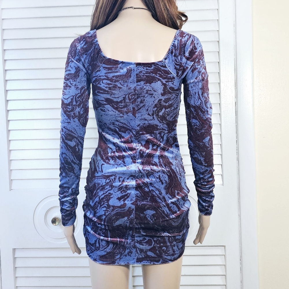 Velvet Ruched Mini Dress - Picture 3 of 13